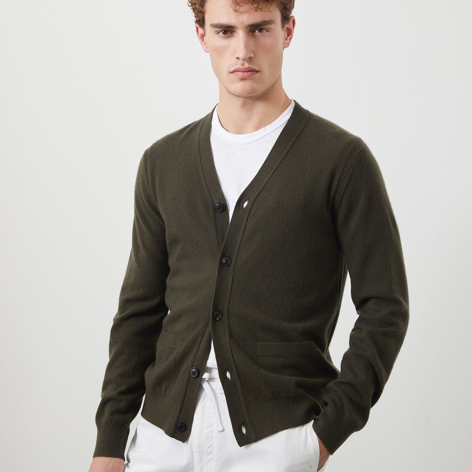 Cashmere Cardigan in Snyder Olive